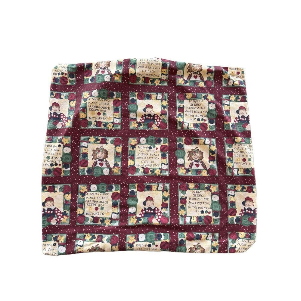 Raggedy Ann 90s cotton pillowcase single cover burgundy vintage